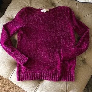 LOFT deep pink chenille sweater